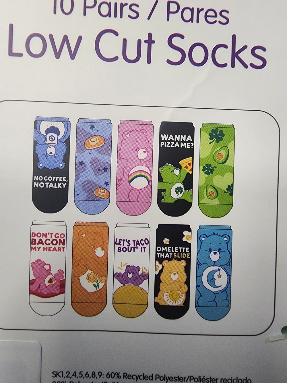 10 Pair Care Bears Low Cut Socks & 3 Pair Earrings Newwith Tags - Picture 7 of 7